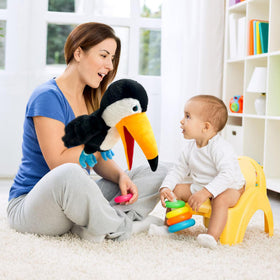 Okegztoa Toucan puppet packaged as a thoughtful gift for imaginative play.