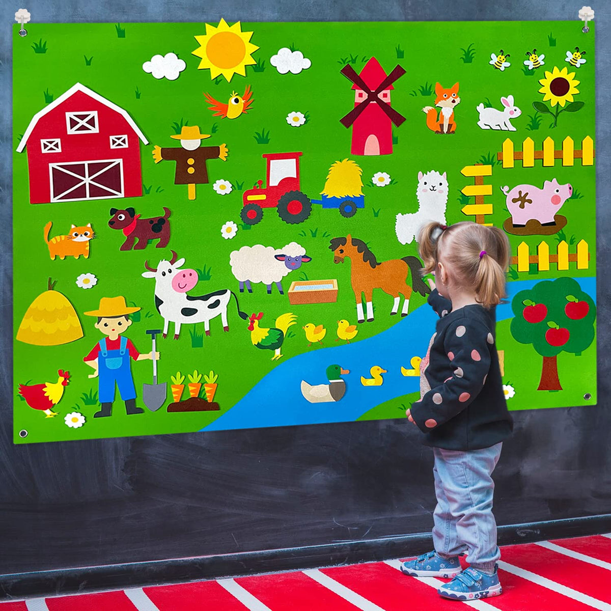 OKGIUGN farm animals story board background supports imaginative play for toddlers