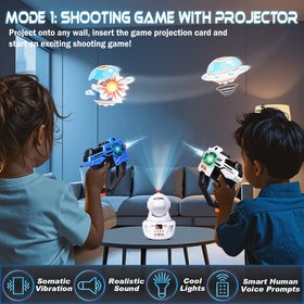 OKKIDY infrared guns projecting duck pattern to spark playful target practice.