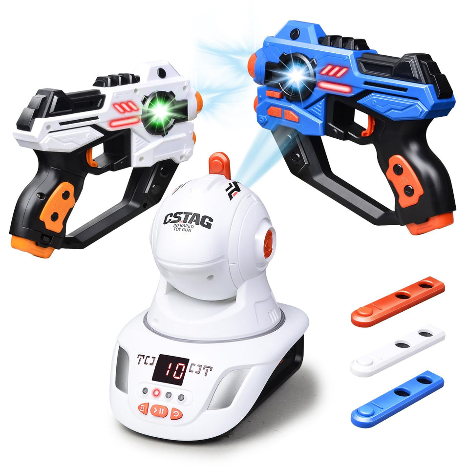 OKKIDY infrared tag guns with projector display for dynamic family battles.