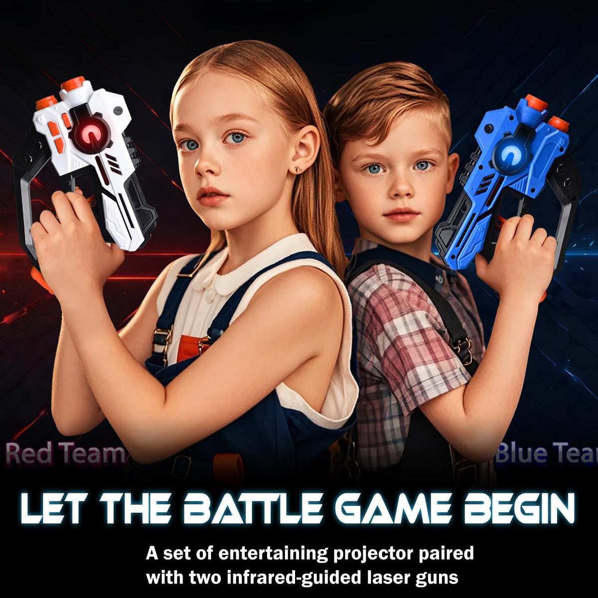 OKKIDY UFO pattern projection enhances nighttime indoor battles.