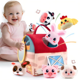 OKREVIEW Easter baby toys farm barn with plush animals enhances sensory exploration.