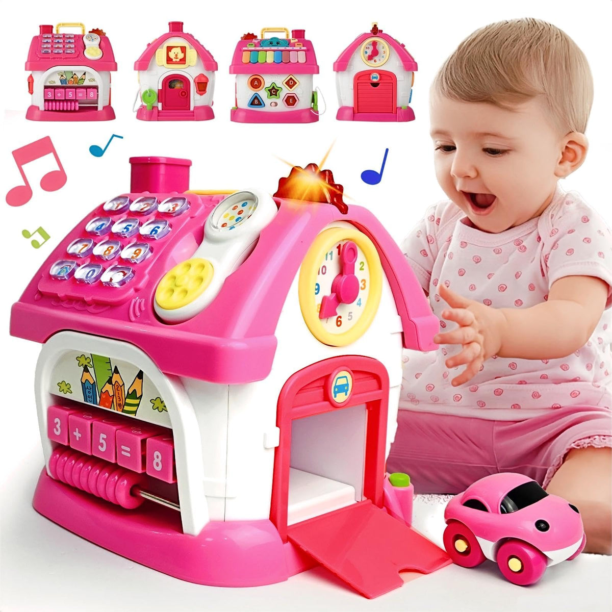 OKREVIEW Montessori 8-in-1 house piano keypad enhances early music play and fine motor practice.