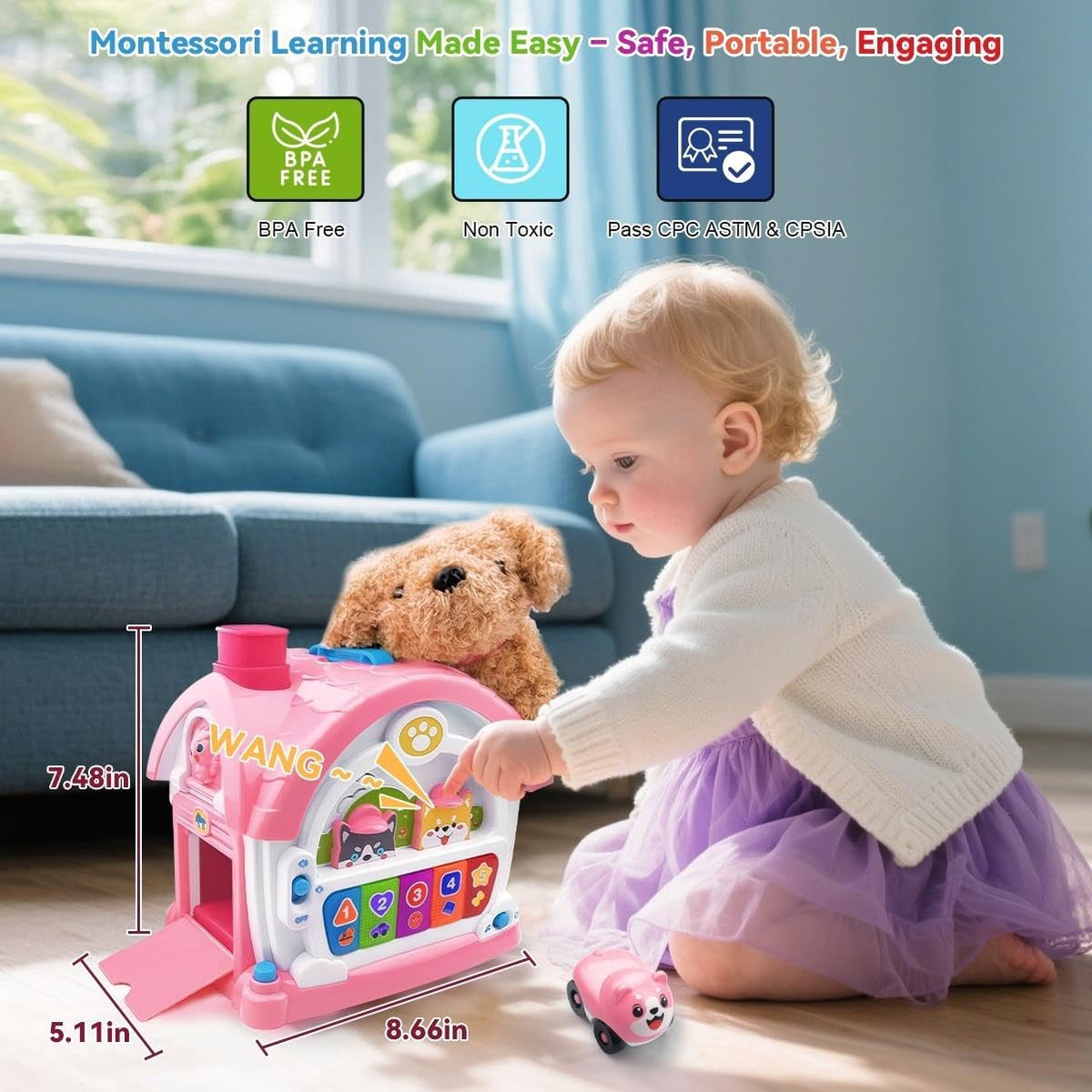 OKREVIEW portable activity cube with top handle for travel.