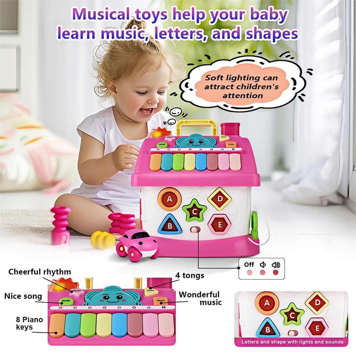 OKREVIEW shape-sorter activity supports hand-eye coordination with tactile sorting challenges.