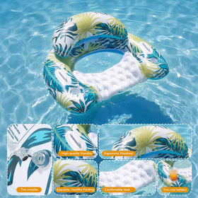 OKSUWATER backrest pool float offers upright comfort during sunlit lakeside moments.