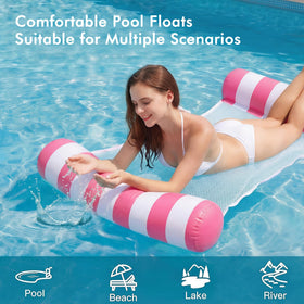 OKSUWATER 4in1 Water Hammock deep blue helps you drift with friends in the water.