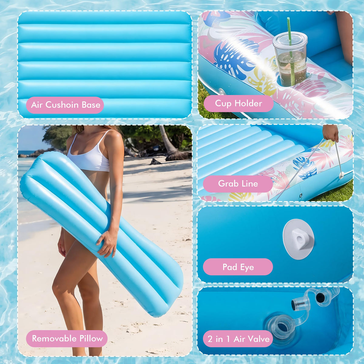 OKSUWATER blue XL backyard scene shows poolside relaxation and sunlit water play.