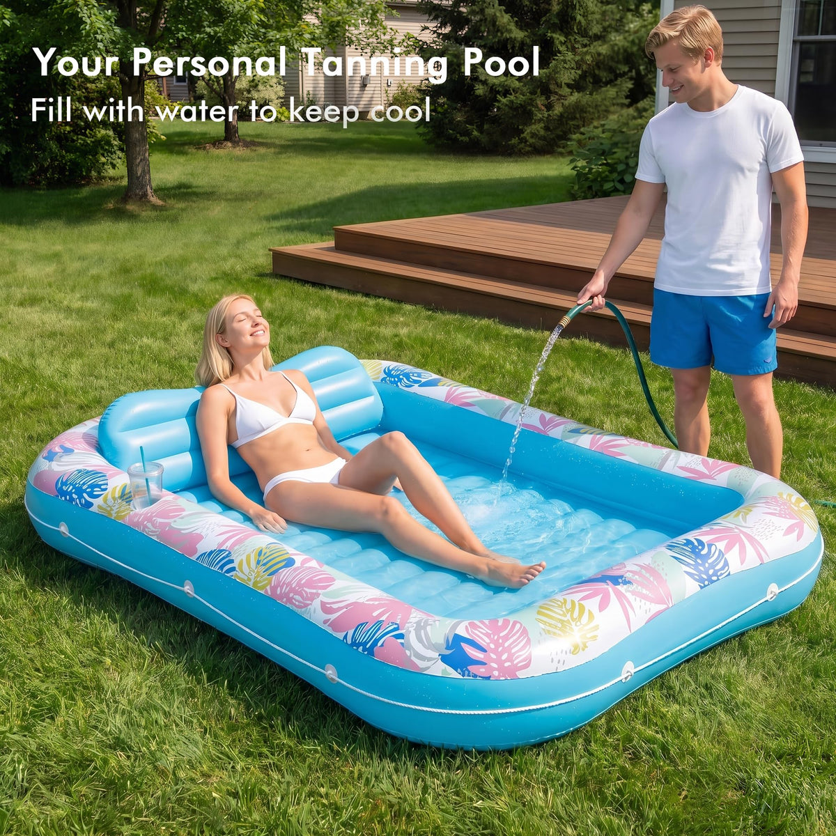 OKSUWATER blue XL cup holder keeps drinks within reach during relaxation.