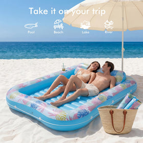 OKSUWATER blue XL travel-friendly inflates easily for beach or pool trips.