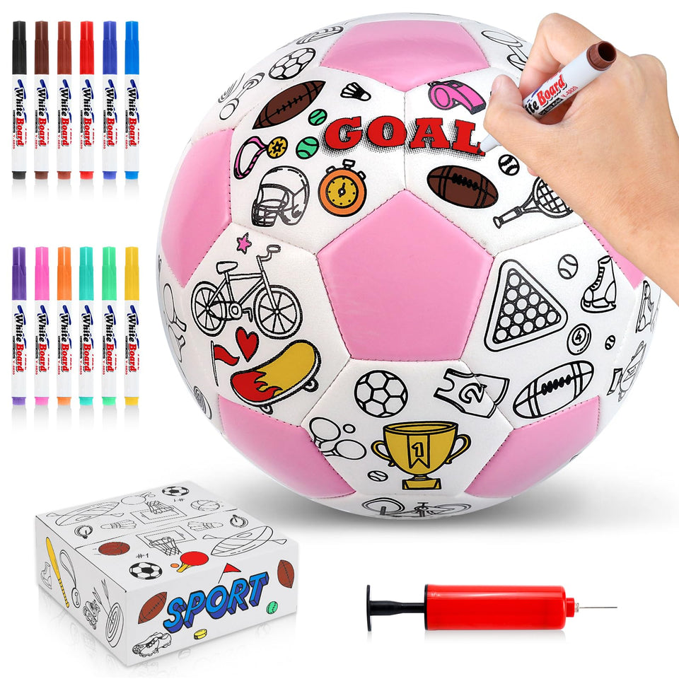 OKWUYiK pink soccer ball kit for kids, ideal for creative personalization at home.