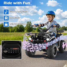 OLAKIDS 12V ATV LED headlights illuminate dusk time rides.