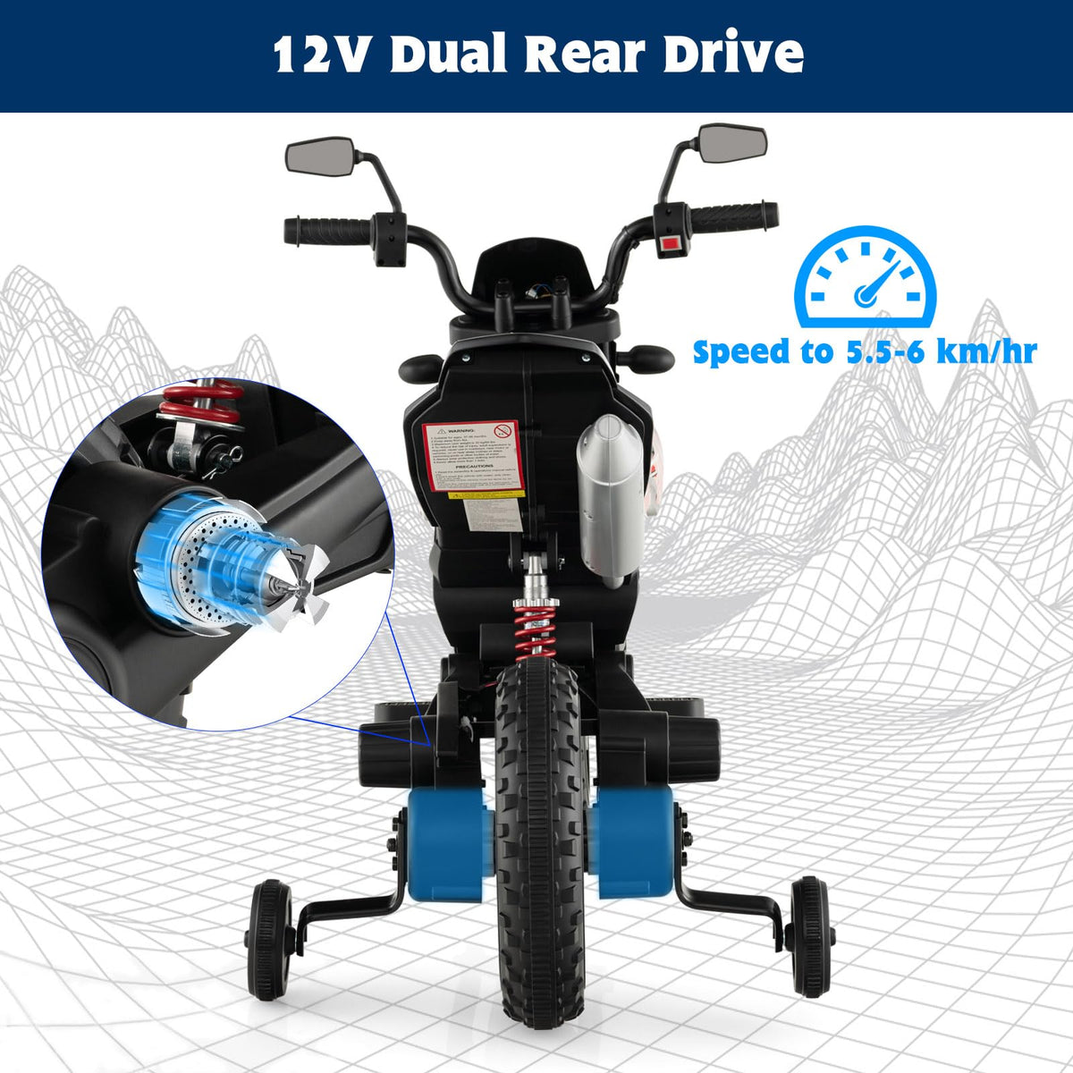 OLAKIDS Aprilia RX125 ride on, dual motors powering smooth acceleration