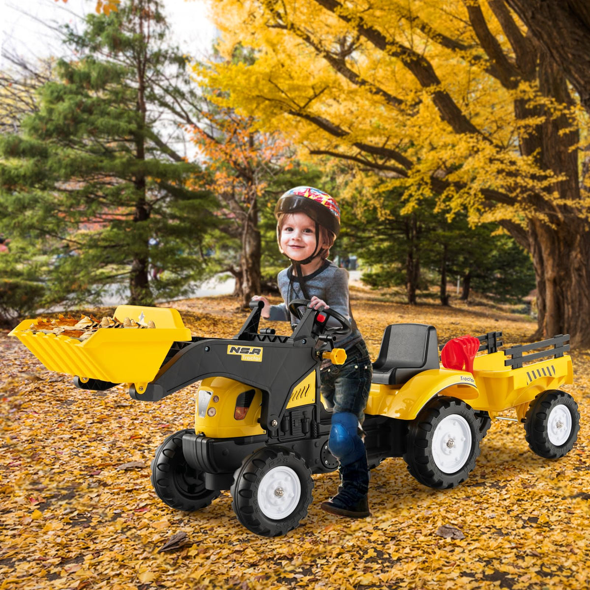 Olakids ride-on excavator detachable trailer for extra pretend transport