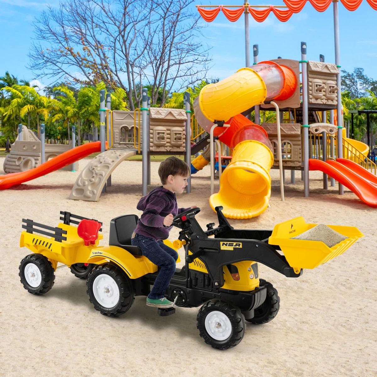 Olakids ride-on excavator compact dimensions support easy storage