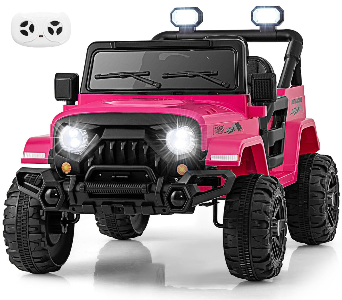 OLAKIDS ride-on truck front view with LED headlights for exciting play.