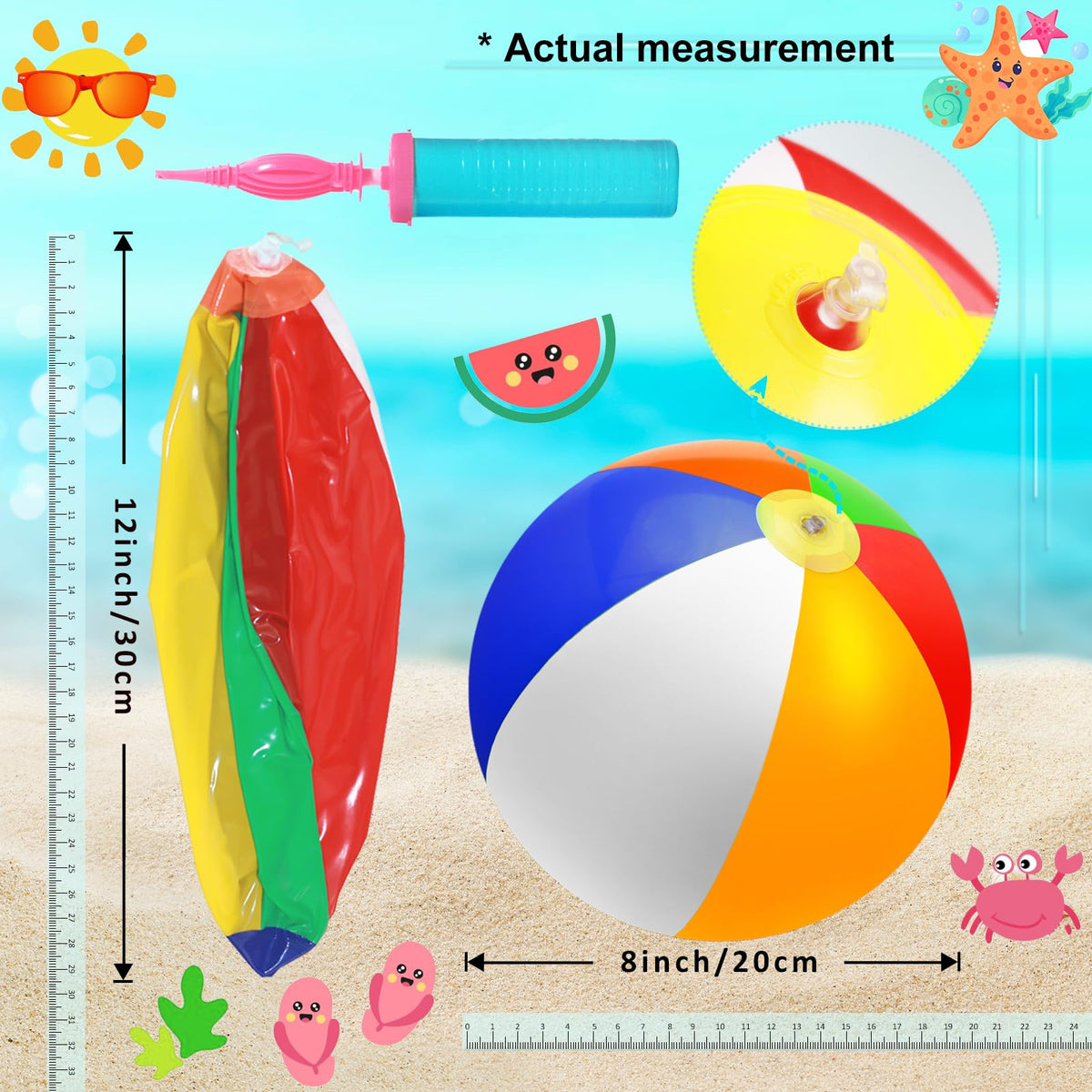 Oleitodh 12-inch beach ball uninflated durable PVC for play