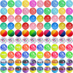 Oleitodh 144-pcs bouncy balls in multicolor for party favors and prizes.