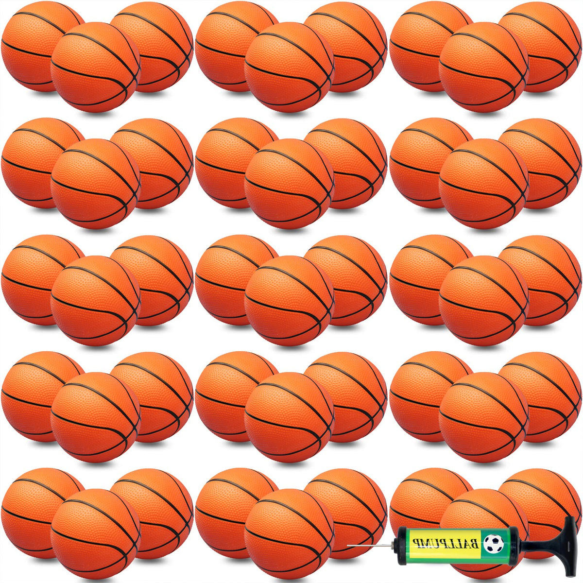 Oleitodh 40pcs mini basketballs 5in set shown with pumped action for smooth play and shooting practice.