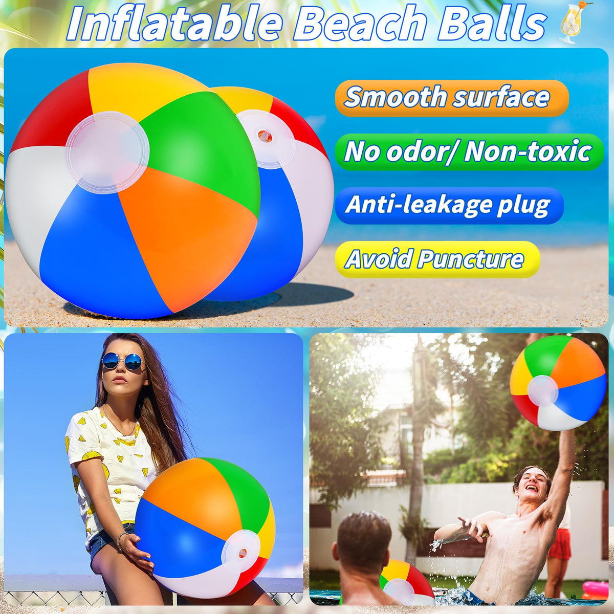 Oleitodh bright pool party ball adds color to water games