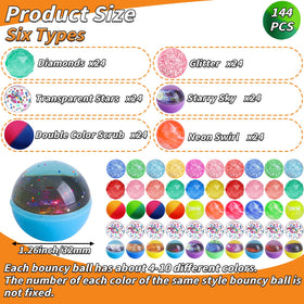 Oleitodh glitter-style bouncy balls add sparkle to rewards and playtime.