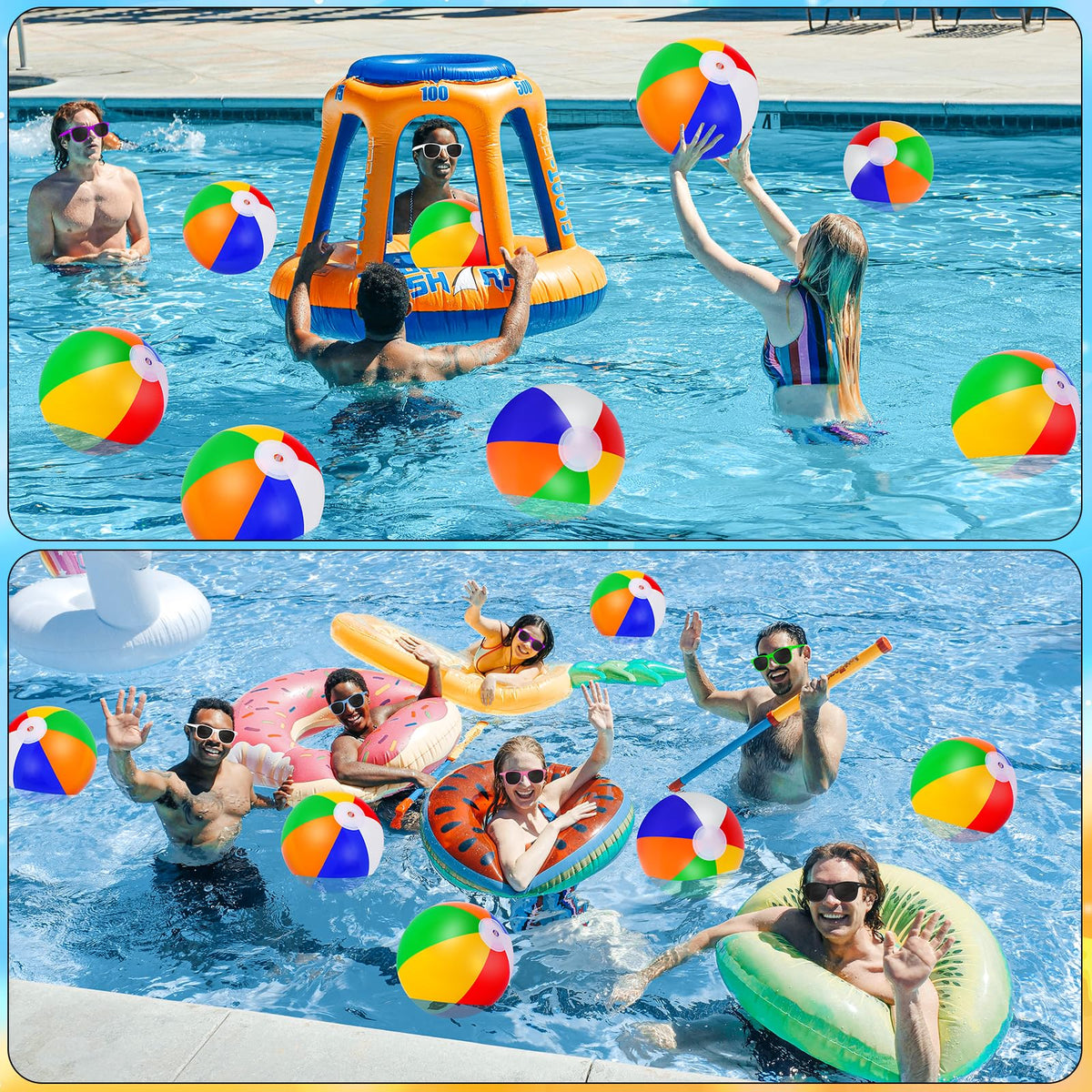 Oleitodh colorful beach ball and sunglasses bundle; versatile summer party favors.