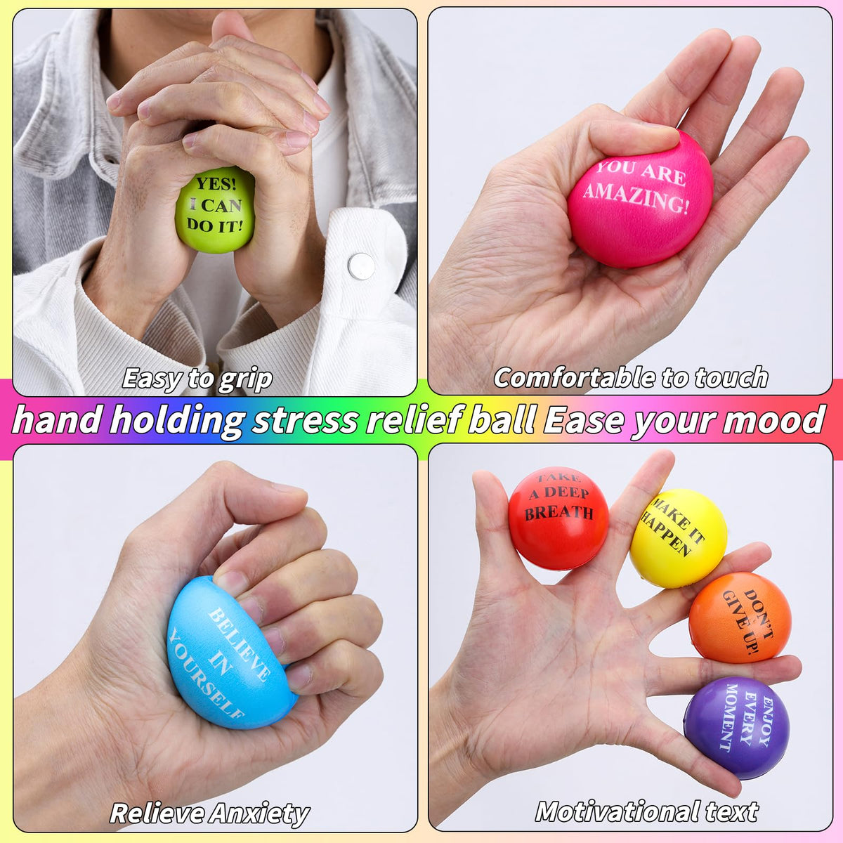 Oleitodh finger-dexterity focus: squeeze balls for hand exercise.