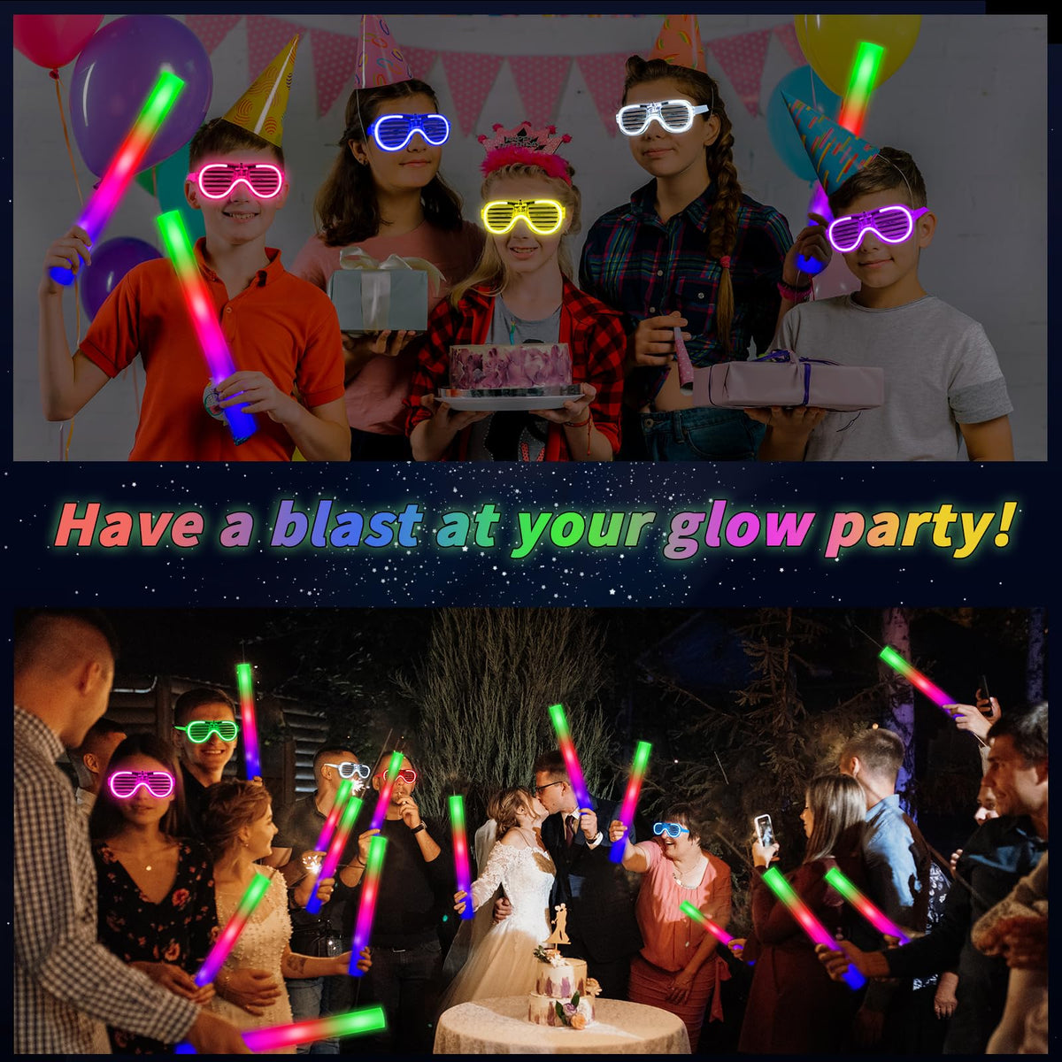 Oleitodh giant foam sticks blue light up for crowd energy and safe celebration.