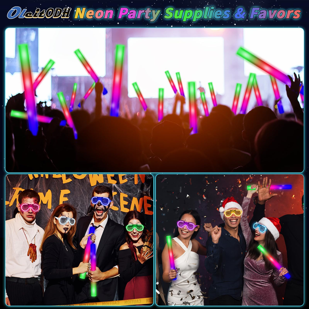 Oleitodh giant foam sticks green glow for dramatic entrances and playful cues.
