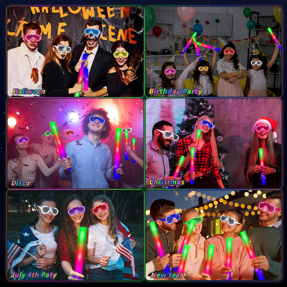 Oleitodh glow party photo props enhance fun moments and party selfies.