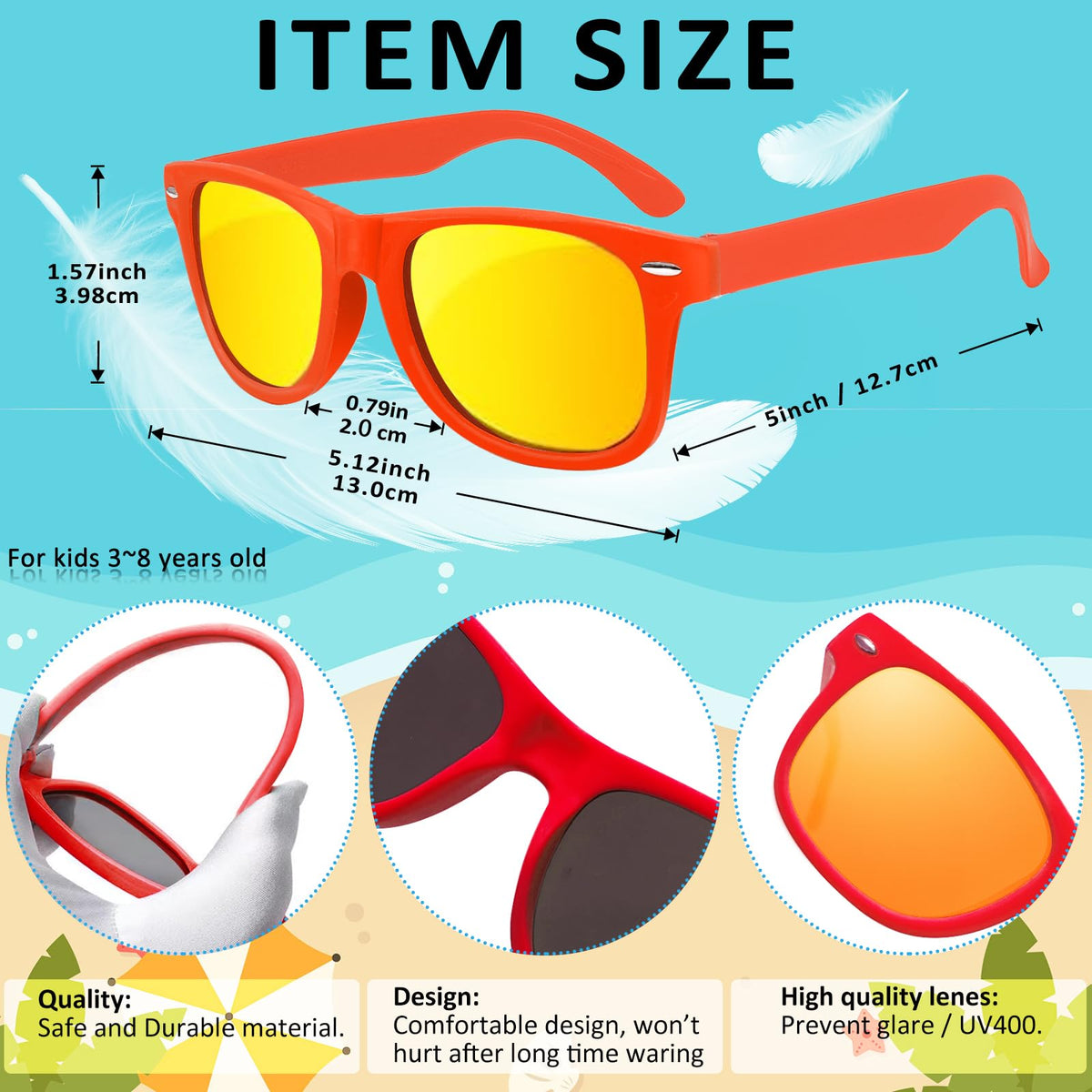 Oleitodh kids sunglasses color palette display shows vibrant neon shades