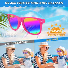 Oleitodh kids sunglasses, 40 mm lens height, ideal for beach days.