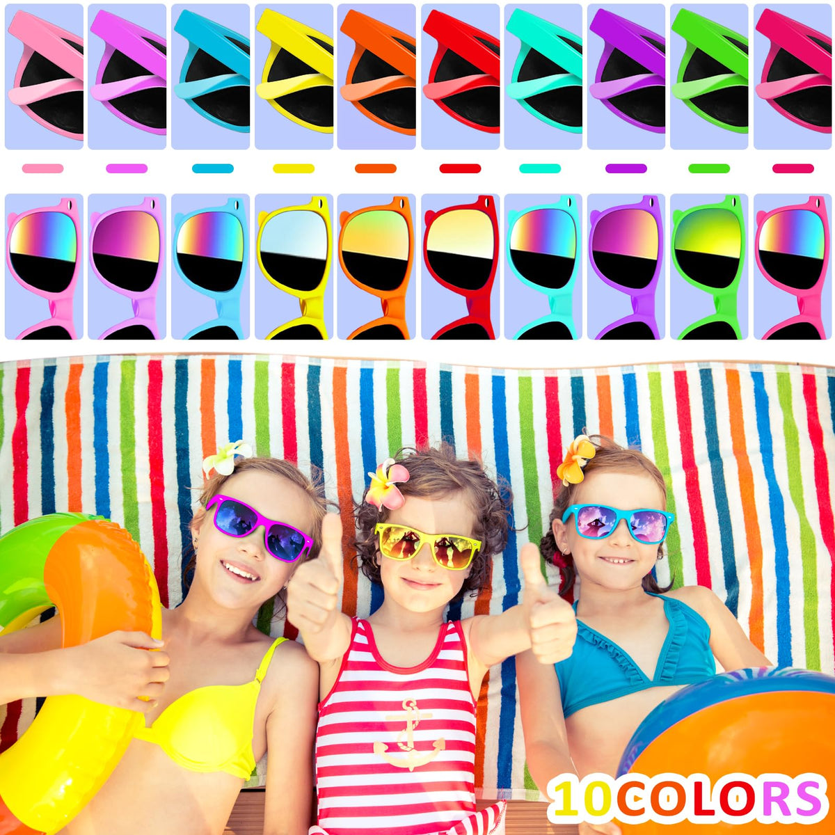 Oleitodh kids sunglasses neon frames, bright visibility for outdoor activities and safe eye protection.