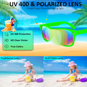 Oleitodh UV400 polarized lenses close-up highlights glare reduction for kids