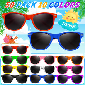 Oleitodh neon color sunglasses set adds vibrant variety for kids’ birthdays.