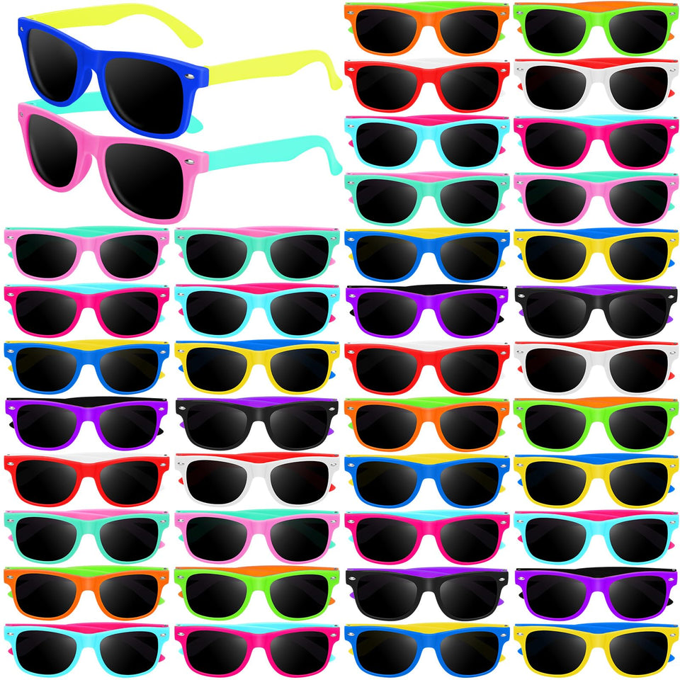 Oleitodh neon kids sunglasses front view in vibrant colors for sunny outdoor days.