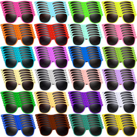 Oleitodh neon sunglasses show 24 bright colors on hinges for party vibrancy.
