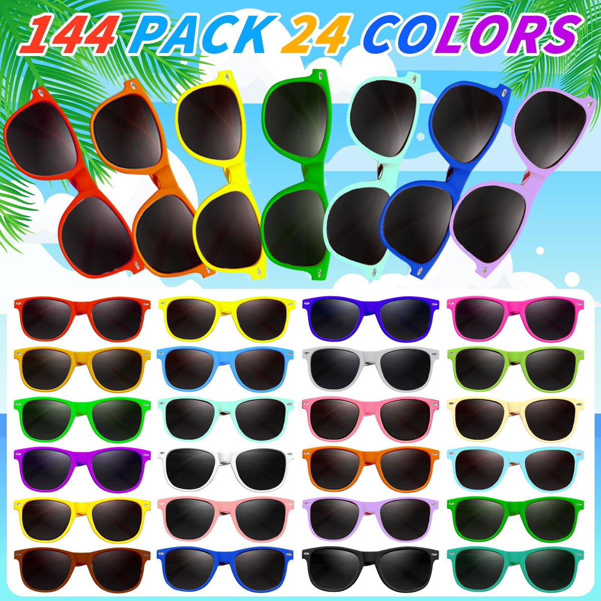 Oleitodh neon sunglasses color varieties highlight 24 hues for playful outfits and photogenic moments