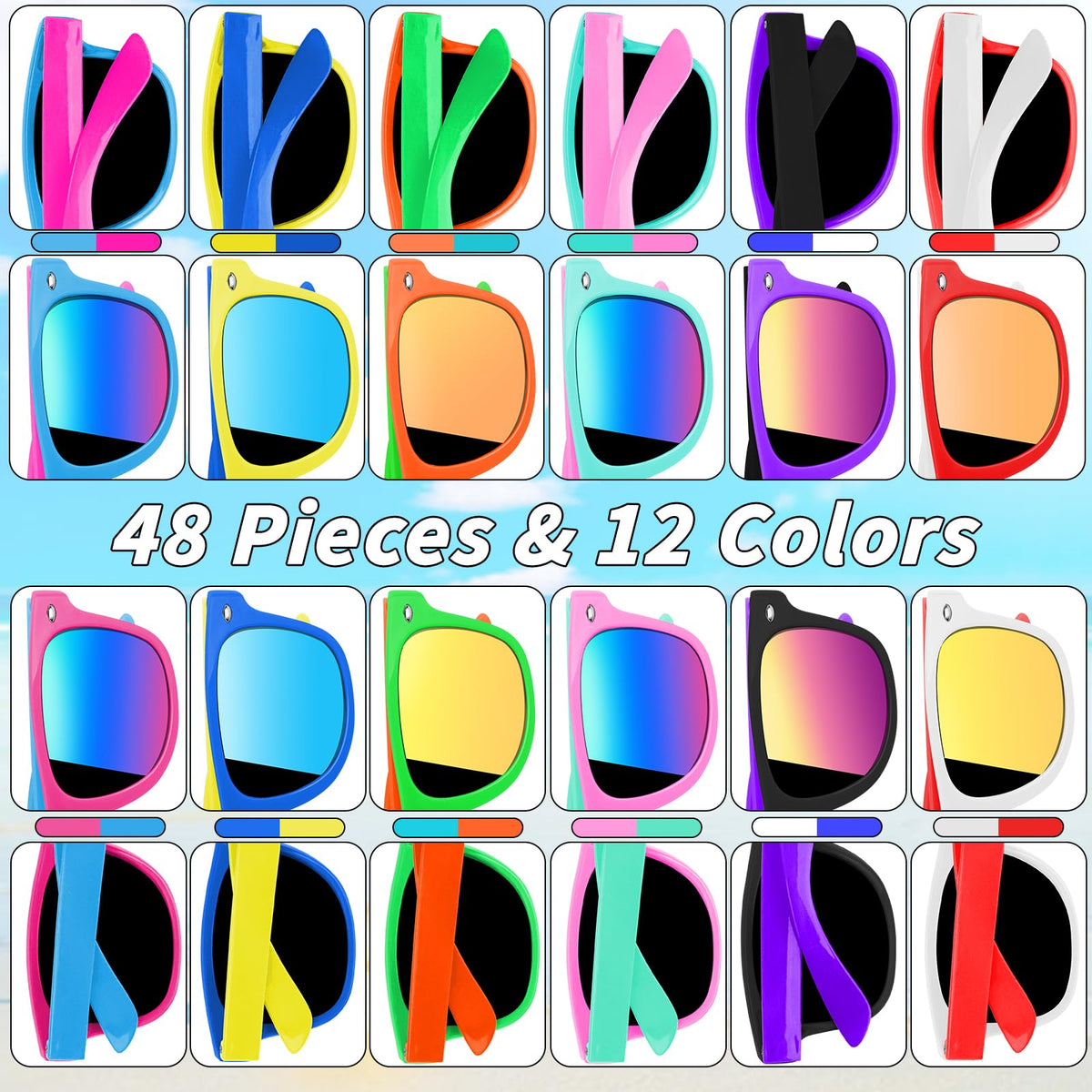 Oleitodh neon sunglasses kids multi-color series for bright beach day style.