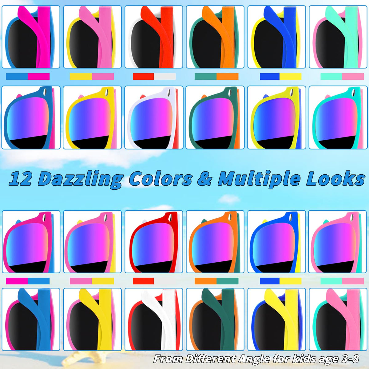 Oleitodh neon sunglasses lightweight polypropylene for comfortable all-day wear.