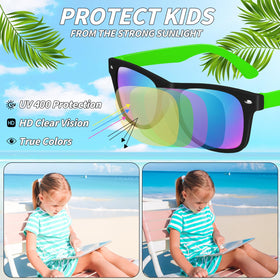 Oleitodh neon sunglasses lightweight and safe for kids.