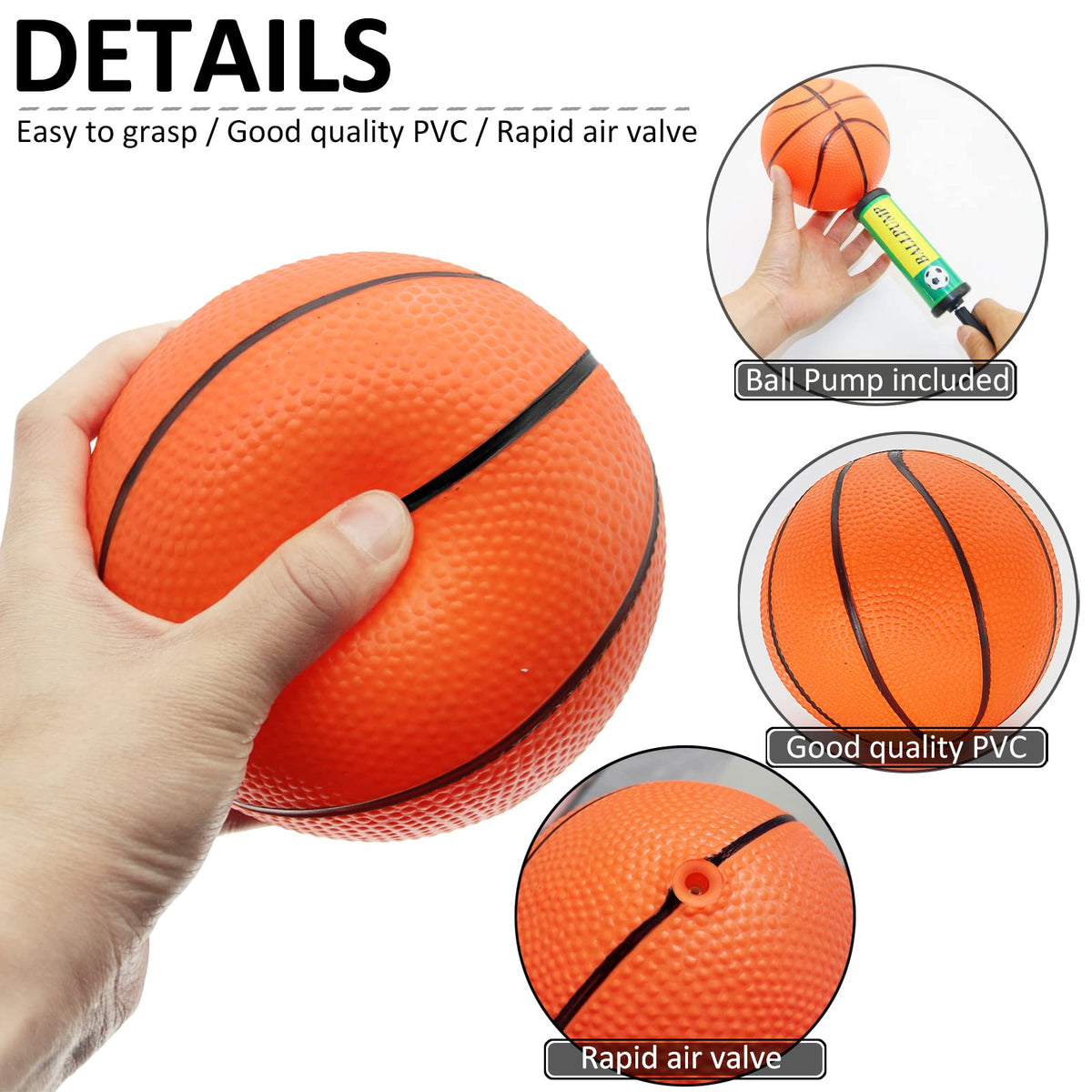Oleitodh soft PVC mini basketball texture enhances grip and safe play for kids and adults.