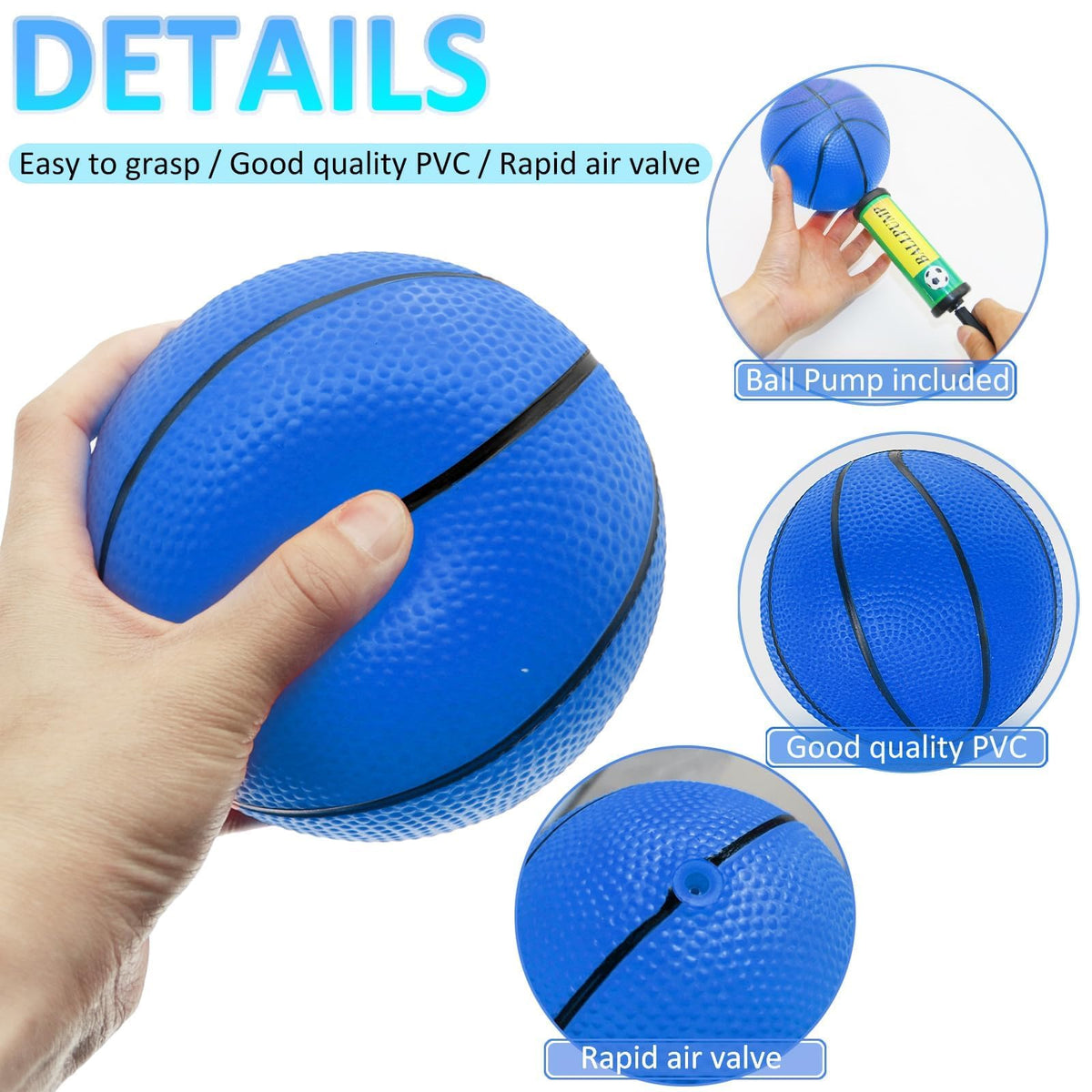 Oleitodh soft PVC mini basketball with textured grip for easy shooting.
