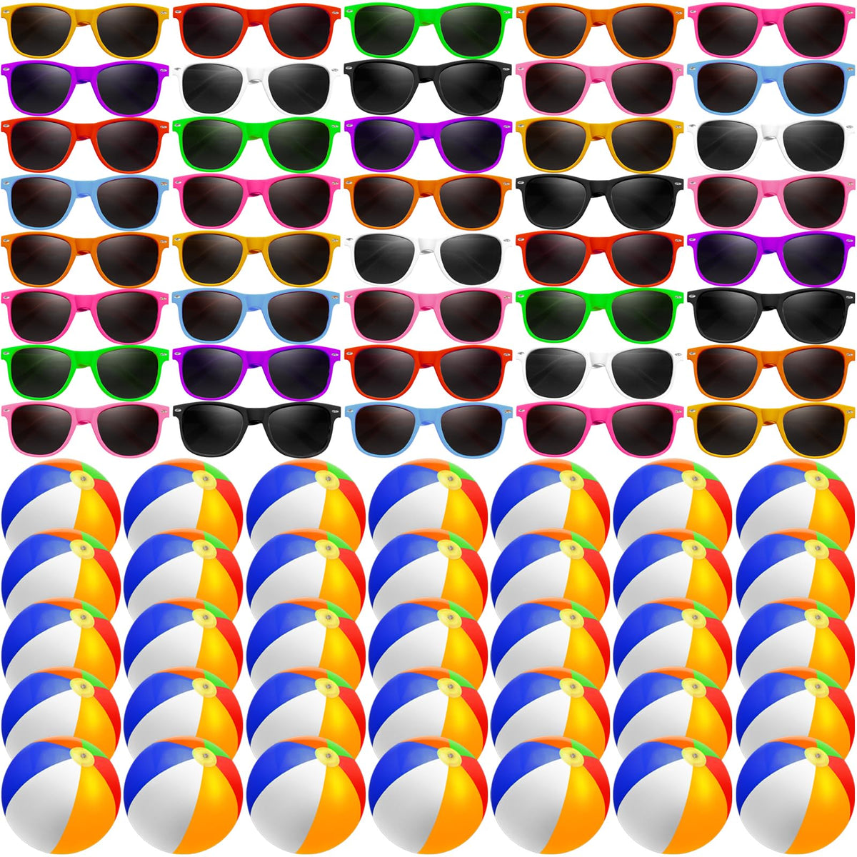 Oleitodh sunglasses with beach balls set; perfect bulk party favors for sunny celebrations.