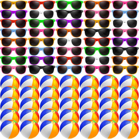 Oleitodh sunglasses with beach balls set; perfect bulk party favors for sunny celebrations.