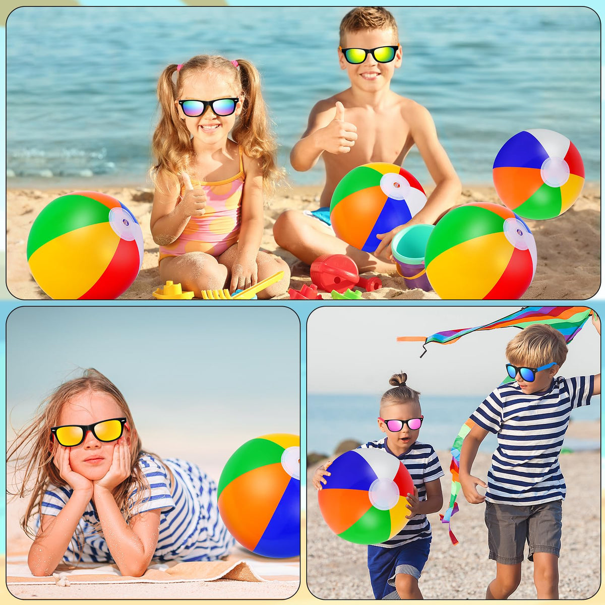 Oleitodh sunglasses and beach balls set on table for quick party setup