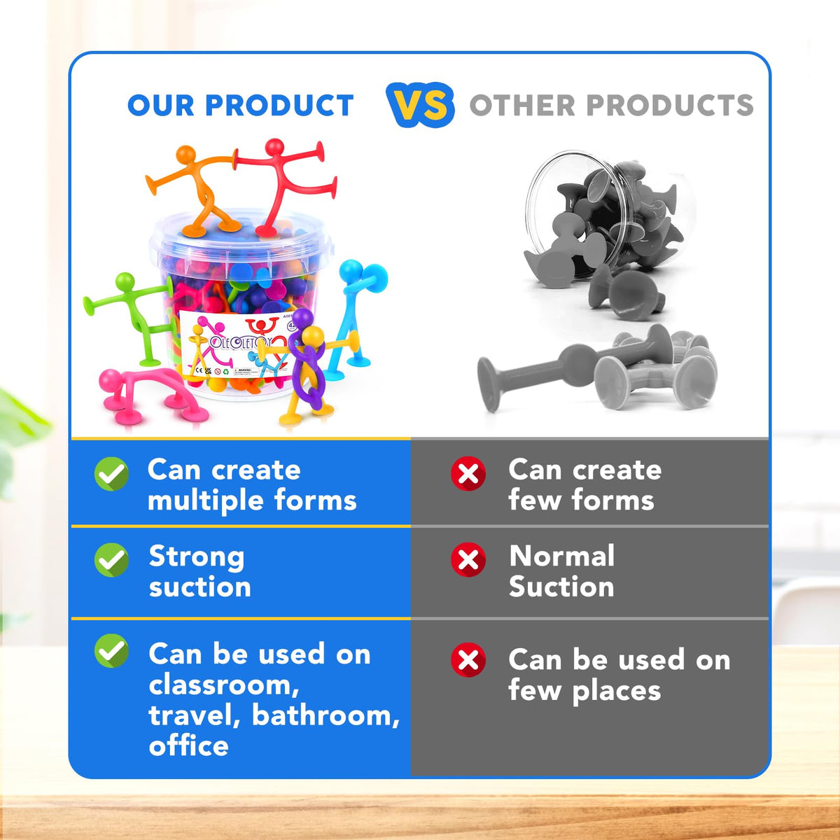 OleOletOy classroom prizes encourage quiet, focused play at school.