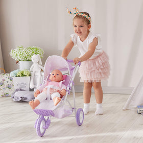 Olivia's Little World stroller with seatbelt promotes safe pretend adventures.