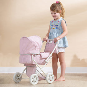 Olivia's Little World stroller with retractable canopy for shaded pretend play.