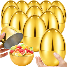 Olixmlya 12-pack jumbo golden Easter eggs, six inches tall, ready for hunts.